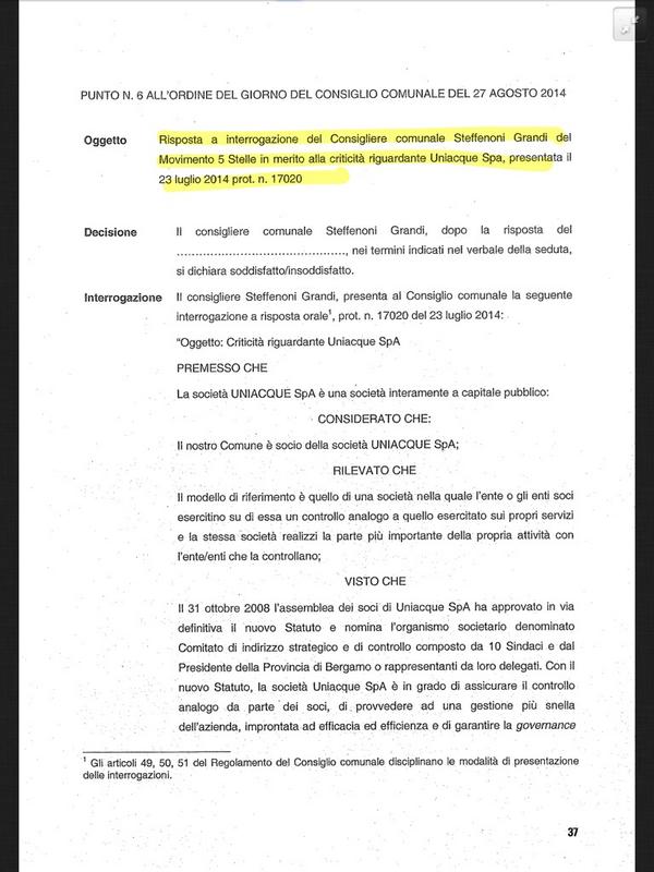 Punto 6: interrogazione del M5S: criteri per la scelta del CDA di uniacque #opendalmine http://t.co/9mVffY7qCM